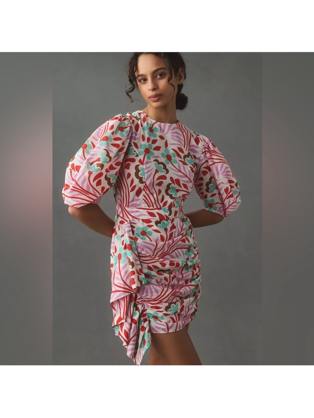 RHODE Pia Mini Dress Lago Vine Pink Red Floral 4 NWOT - Picture 7 of 16